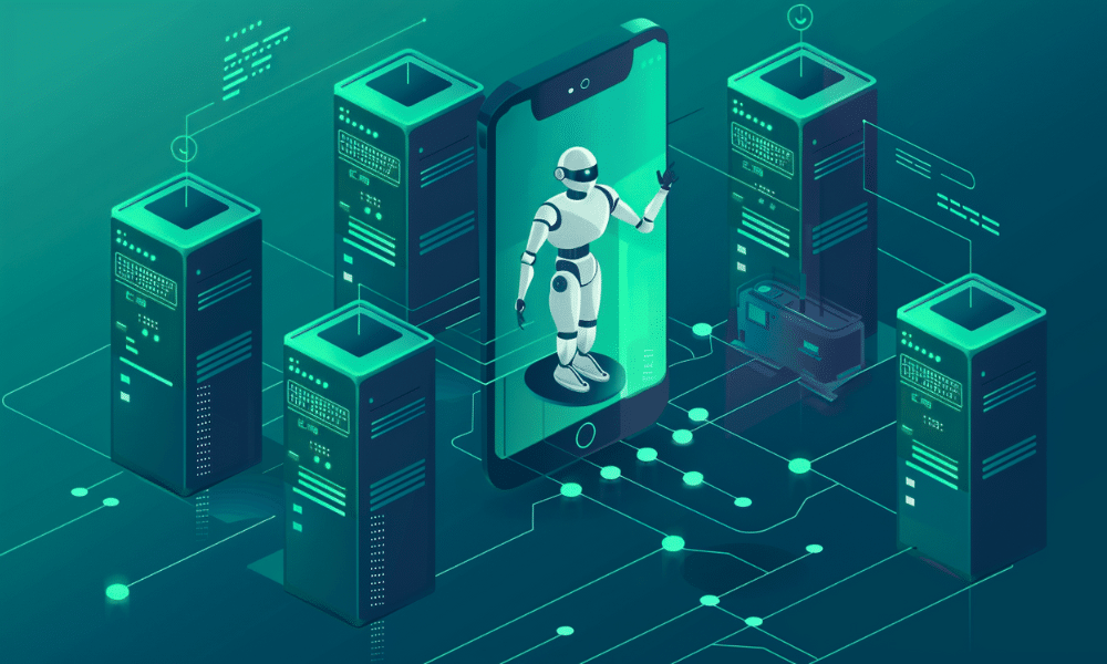 Graphic of AI generating test data for mobile app testing